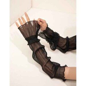 BLACK Ruffle Flair Opera Gloves NEW